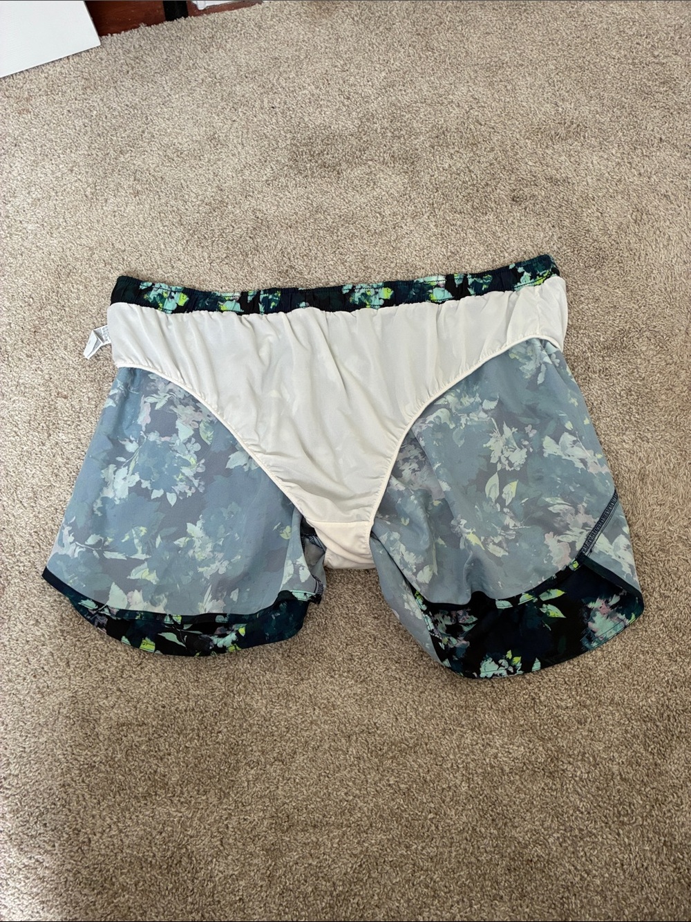 Old Navy Navy Floral Athletic Shorts with Lime Drawstring - Picture 7 of 7